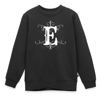Letter E (E) - Kids Premium Organic Sweatshirt - black - Front - AI Model Kid Female (0cm)