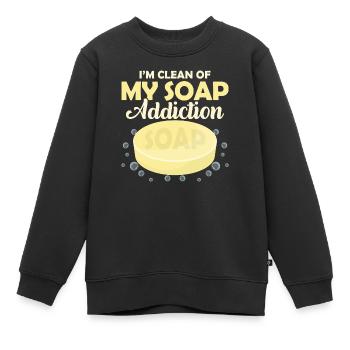 Je suis débarrassé de mon addiction au savon. Savonnier Soapmaki - Sweat Premium enfant bio - noir - Devant - AI Model Kid Female (0cm)