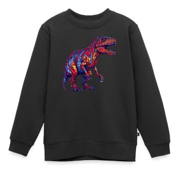 Dino Monster in bunten Farben und retro Optik - Kinder Premium Organic Sweatshirt - Schwarz - Vorne - AI Model Kid Female (0cm)