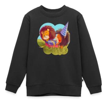 Lio Löwe Träumt - Kinder Premium Organic Sweatshirt - Schwarz - Vorne - AI Model Kid Female (0cm)