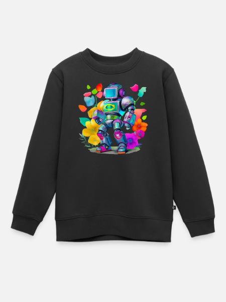 Robot - Kinder Premium Organic Sweatshirt - Schwarz