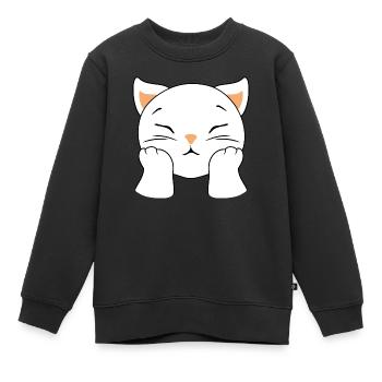 Chat rêveur - Sweat Premium enfant bio - noir - Devant - AI Model Kid Female (0cm)