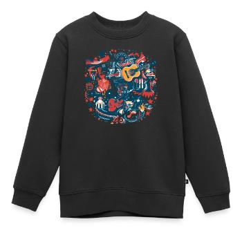 Folklore américain - Sweat Premium enfant bio - noir - Devant - AI Model Kid Female (0cm)