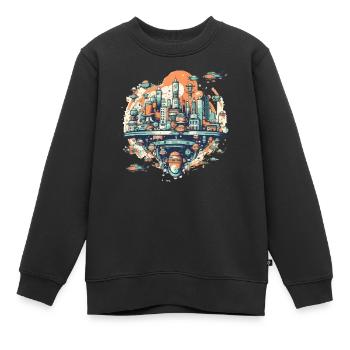 Ville futuriste - Sweat Premium enfant bio - noir - Devant - AI Model Kid Female (0cm)