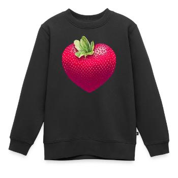 Erdbeere - Kinder Premium Organic Sweatshirt - Schwarz - Vorne - AI Model Kid Female (0cm)