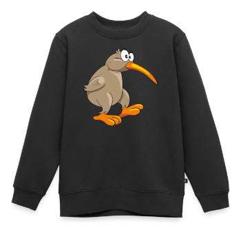 Nachdenklicher lustiger Kiwi-Vogel - Kinder Premium Organic Sweatshirt - Schwarz - Vorne - AI Model Kid Female (0cm)