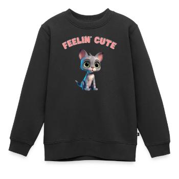 niedliche Katze - Kinder Premium Organic Sweatshirt - Schwarz - Vorne - AI Model Kid Female (0cm)