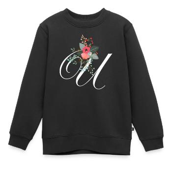 Brief u blumig - Kinder Premium Organic Sweatshirt - Schwarz - Vorne - AI Model Kid Female (0cm)