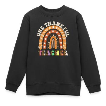 One Thankful Teacher Thanksgiving Day Rainbow - Kinder Premium Organic Sweatshirt - Schwarz - Vorne - AI Model Kid Female (0cm)