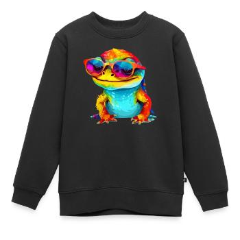 Ouk, die Brillenechse - Kinder Premium Organic Sweatshirt - Schwarz - Vorne - AI Model Kid Female (0cm)