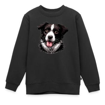 Border Collie - Sweat Premium enfant bio - noir - Devant - AI Model Kid Female (0cm)