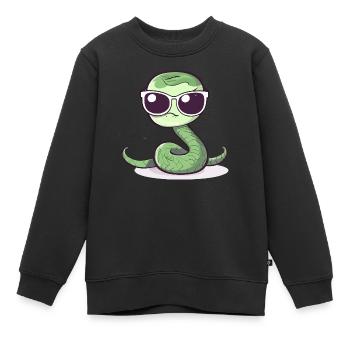 Saki le serpent - Sweat Premium enfant bio - noir - Devant - AI Model Kid Female (0cm)