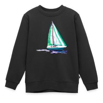 Voilier Voilier Voilier Voilier Marin - Sweat Premium enfant bio - noir - Devant - AI Model Kid Female (0cm)
