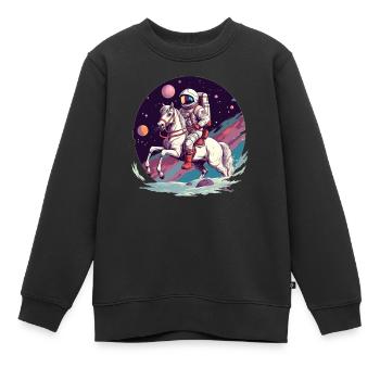 Astronat reitet auf Pferd im All - Kinder Premium Organic Sweatshirt - Schwarz - Vorne - AI Model Kid Female (0cm)