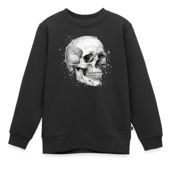 Bleistift-Totenkopf - Kinder Premium Organic Sweatshirt - Schwarz - Vorne - AI Model Kid Female (0cm)