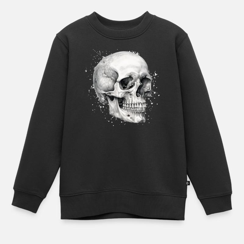 Tête de mort au crayon - Sweat Premium enfant bio - noir