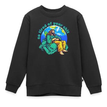 Jésus fatigué - Sweat Premium enfant bio - noir - Devant - AI Model Kid Female (0cm)