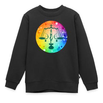 Le signe de la balance multicolore - Sweat Premium enfant bio - noir - Devant - AI Model Kid Female (0cm)
