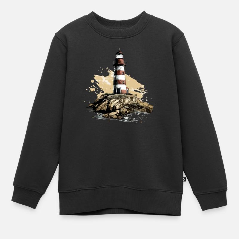 Bretonischer Leuchtturm Nr. 4 - Kinder Premium Organic Sweatshirt - Schwarz