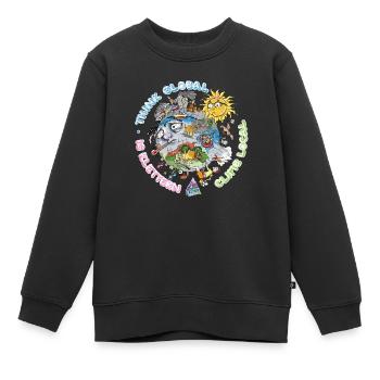 Think Global Climb Local Dunkler Hintergrund - Kinder Premium Organic Sweatshirt - Schwarz - Vorne - AI Model Kid Female (0cm)
