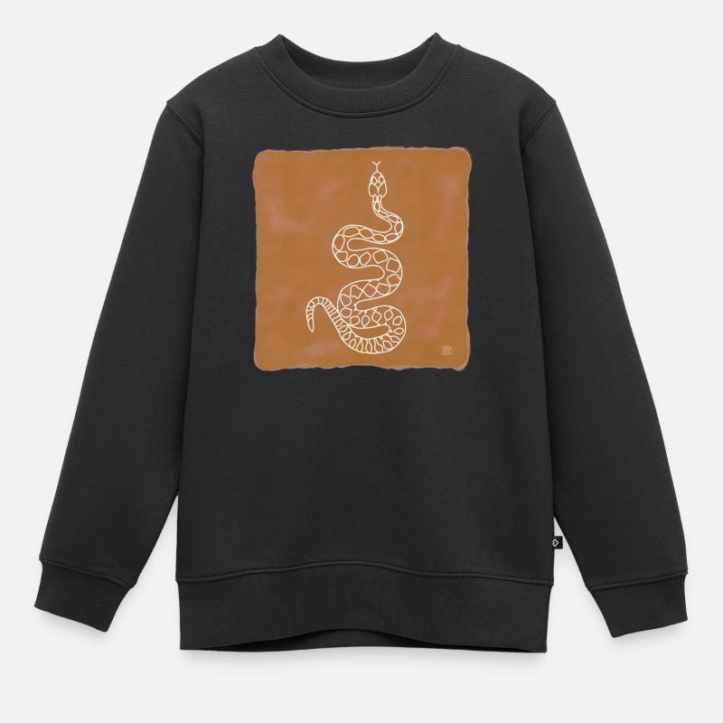 « Snake », design de ligne boho, série « Desert » - Sweat Premium enfant bio - noir