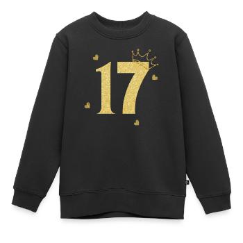 Goldene Krone zum 17-jährigen Jubiläum - Kinder Premium Organic Sweatshirt - Schwarz - Vorne - AI Model Kid Female (0cm)