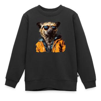 Hyène tachetée style de rue | Amoureux des hyènes - Sweat Premium enfant bio - noir - Devant - AI Model Kid Female (0cm)