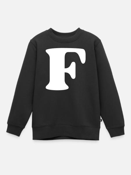 Lettre f - Sweat Premium enfant bio - noir