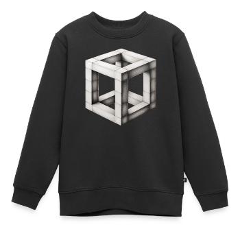 Cubes en bois - Sweat Premium enfant bio - noir - Devant - AI Model Kid Female (0cm)