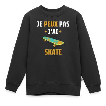 je peux pas j'ai skate - Sweat Premium enfant bio - noir - Devant - AI Model Kid Female (0cm)