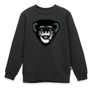 tete singe chimpanze macaque dessin 709 A - Sweat Premium enfant bio - noir - Devant - AI Model Kid Female (0cm)