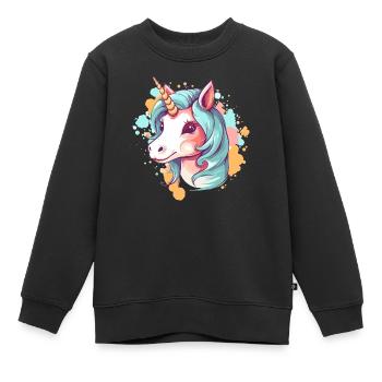Einhorn - Kinder Premium Organic Sweatshirt - Schwarz - Vorne - AI Model Kid Female (0cm)