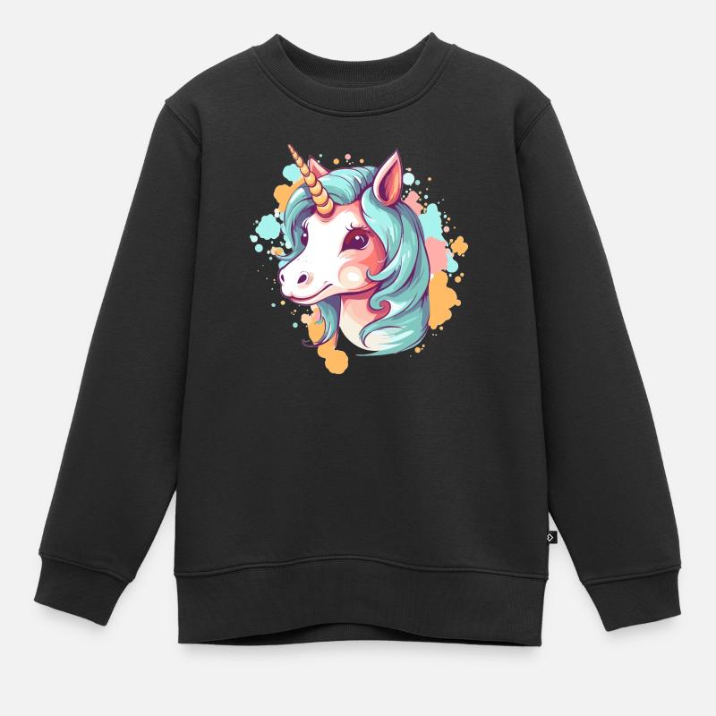 Licorne - Sweat Premium enfant bio - noir