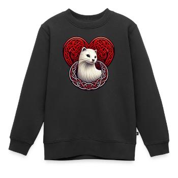 Coeur hermine delicate de bretagne - Sweat Premium enfant bio - noir - Devant - AI Model Kid Female (0cm)