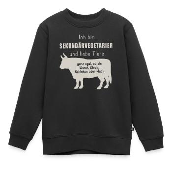 Sekundärvegetarier - Kinder Premium Organic Sweatshirt - Schwarz - Vorne - AI Model Kid Female (0cm)