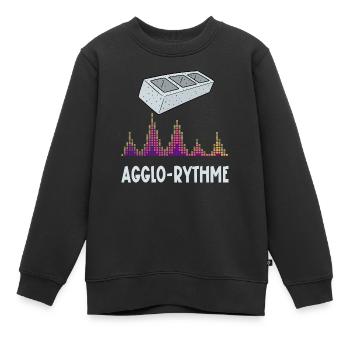 agglo-rythme - Sweat Premium enfant bio - noir - Devant - AI Model Kid Female (0cm)