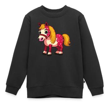 Pferd Pony für Reiter und Pferdeliebhaber - Kinder Premium Organic Sweatshirt - Schwarz - Vorne - AI Model Kid Female (0cm)