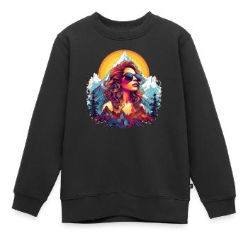 Wander Shirt mit Bergen und Natur Alpen Berg - Kinder Premium Organic Sweatshirt - Schwarz - Vorne - AI Model Kid Female (0cm)