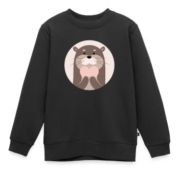 Otter Liebe - Kinder Premium Organic Sweatshirt - Schwarz - Vorne - AI Model Kid Female (0cm)