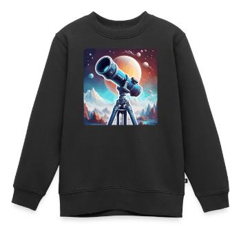 Télescope / Télescope / Astronomie / Ciel étoilé - Sweat Premium enfant bio - noir - Devant - AI Model Kid Female (0cm)