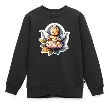 bébé Bouddha - meditation yoga relaxation - Sweat Premium enfant bio - noir - Devant - AI Model Kid Female (0cm)