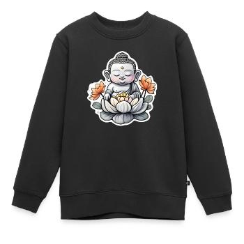 bébé Bouddha - meditation yoga relaxation - Sweat Premium enfant bio - noir - Devant - AI Model Kid Female (0cm)