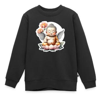 bébé Bouddha - meditation yoga relaxation - Sweat Premium enfant bio - noir - Devant - AI Model Kid Female (0cm)
