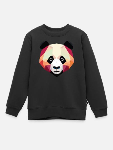 Panda Low Poly - Sweat Premium enfant bio - noir