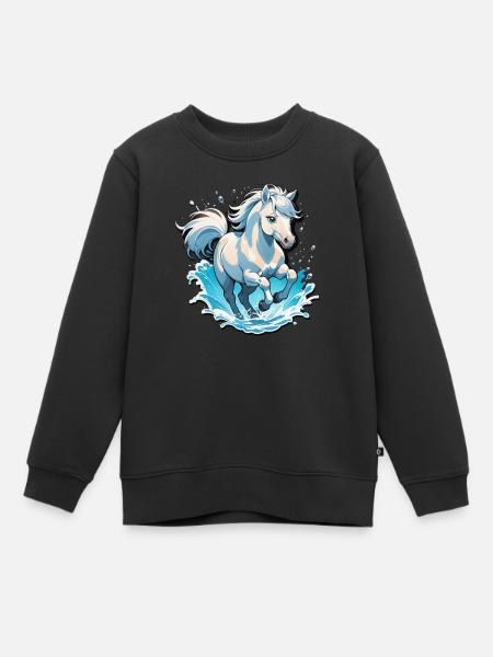 Galoppierendes Pferd - Reiten - Kinder Premium Organic Sweatshirt - Schwarz