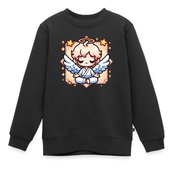 Engel meditieren - Kinder Premium Organic Sweatshirt - Schwarz - Vorne - AI Model Kid Female (0cm)