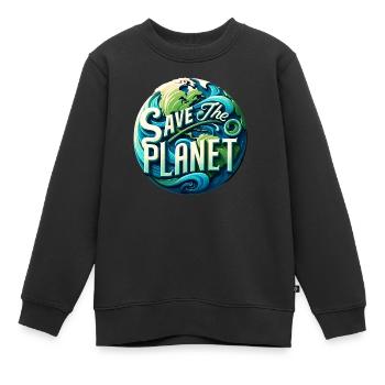 Save the planet - Kinder Premium Organic Sweatshirt - Schwarz - Vorne - AI Model Kid Female (0cm)