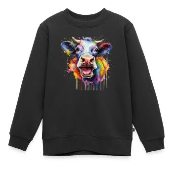 Vache colorée Pop Art, vache arc-en-ciel, Animal - Sweat Premium enfant bio - noir - Devant - AI Model Kid Female (0cm)