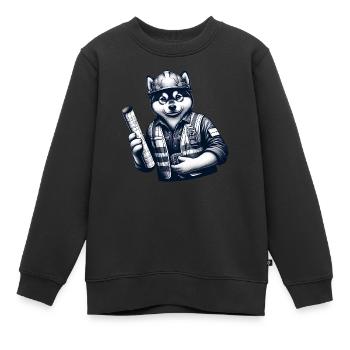 Cute Dog Construction Worker - Kinder Premium Organic Sweatshirt - Schwarz - Vorne - AI Model Kid Female (0cm)