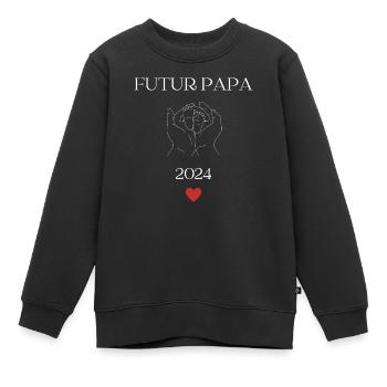 Futur papa 2024 - Sweat Premium enfant bio - noir - Devant - AI Model Kid Female (0cm)